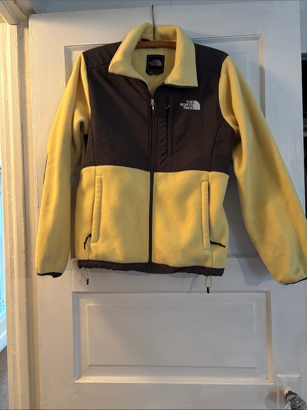 The North Face women’s Yellow and Brown Two-Tone Fleece Jacket